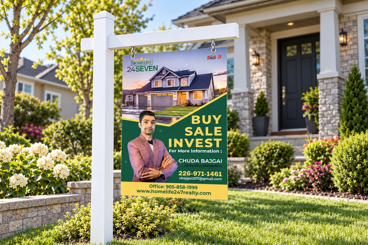 Chuda Bajgai real-estate yard sign presentation