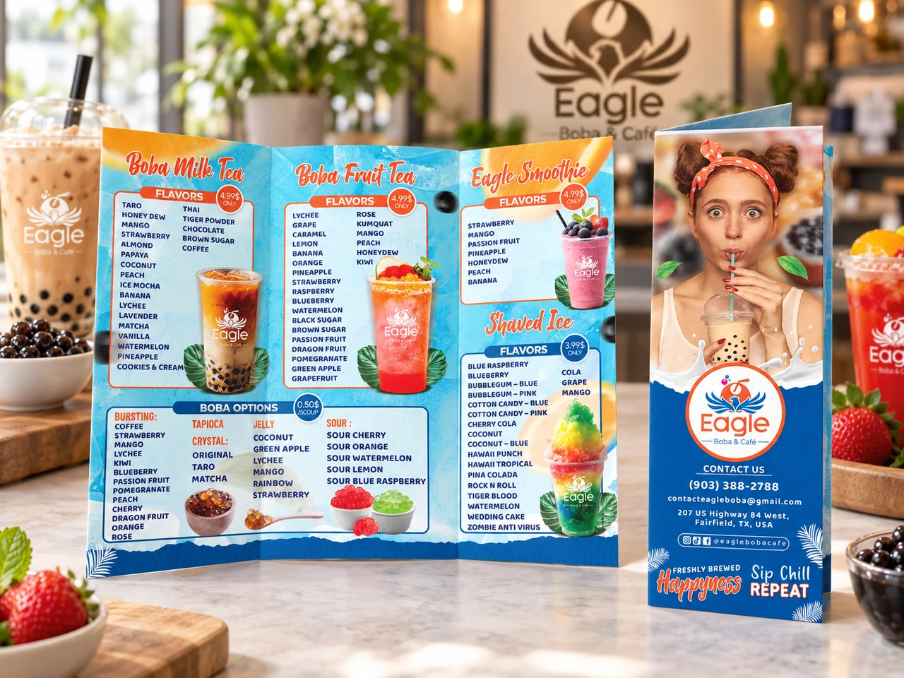 Eagle Boba & Café — Branding & menu design