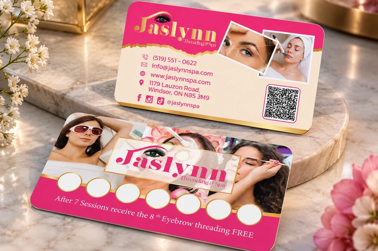 Jaslynn Threading & Spa business and loyalty card presentation