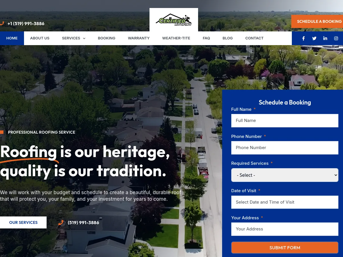 Certified Roofing website