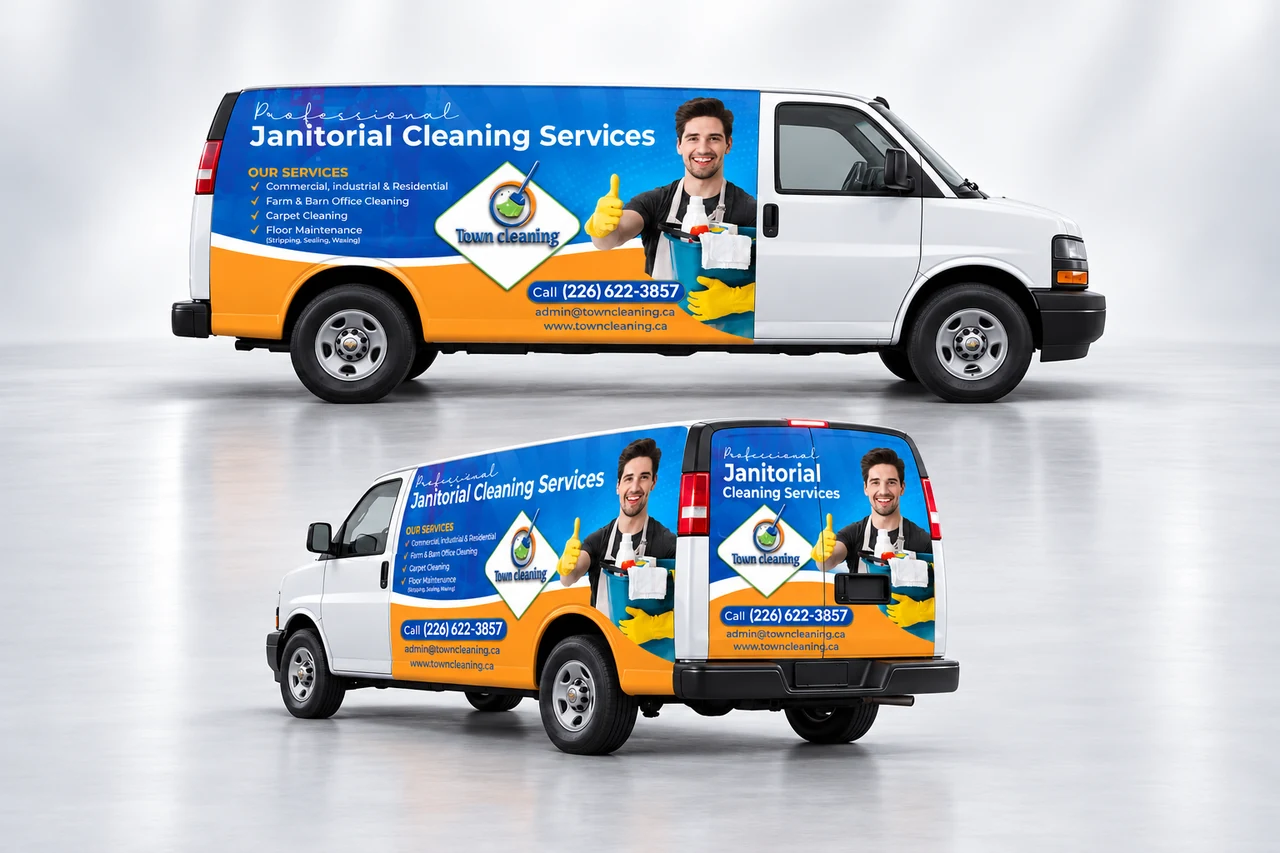 Town Cleaning — Vehicle wrap design